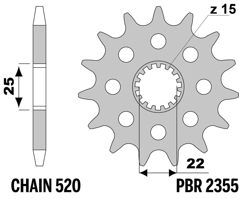 Piñón PBR acero estándar 2355 - 520