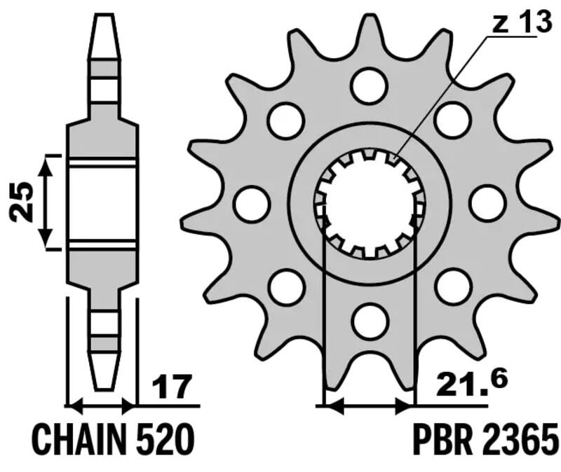 Piñón PBR acero estándar 2365 - 520