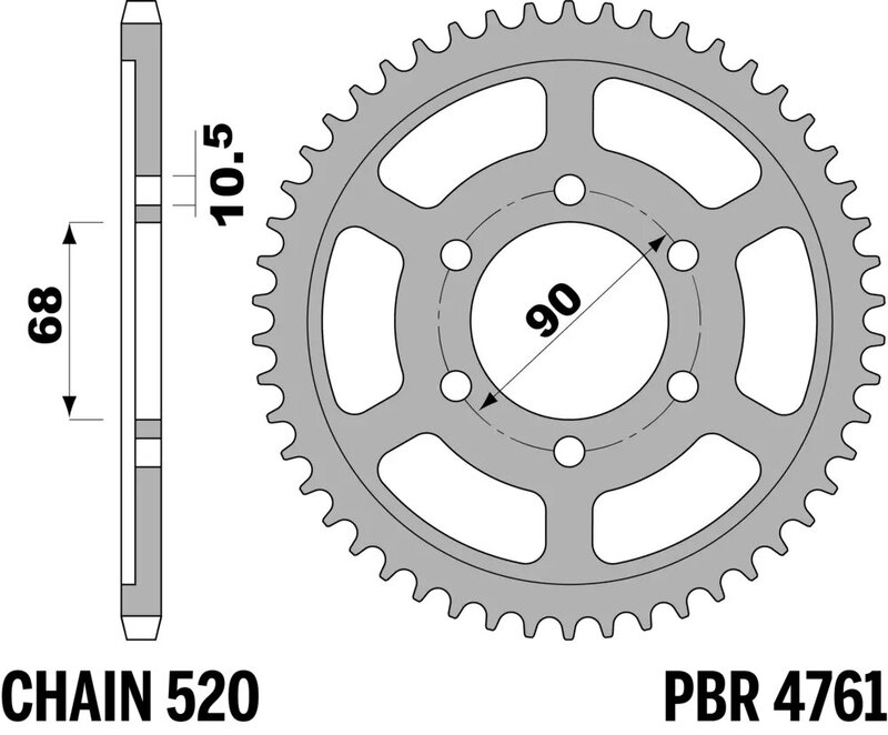 Corona PBR acero C45 estándar 4761 - 520