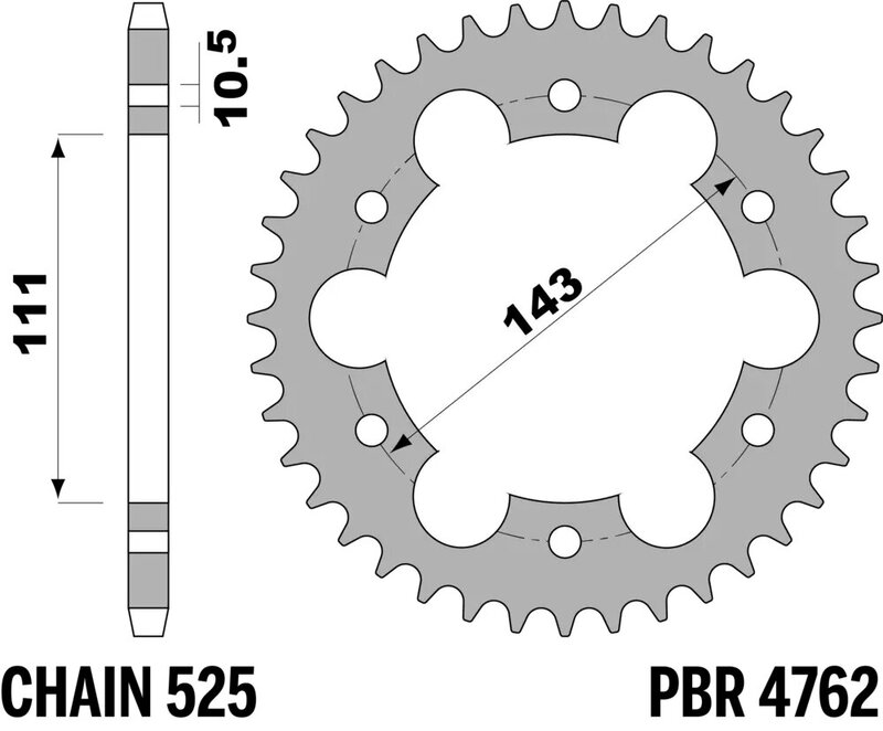 Corona PBR acero C45 estándar 4762 - 525