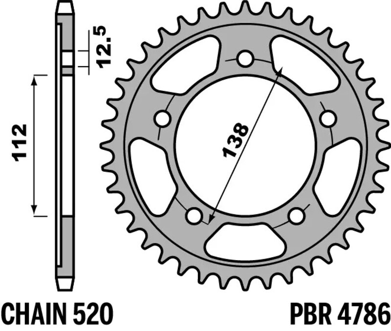 Corona PBR acero C45 estándar 4786 - Paso 520
