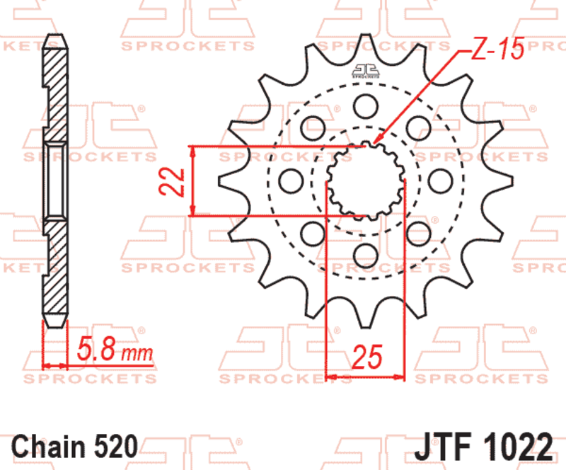 Piñón JT SPROCKETS acero estándar 1022 - 520