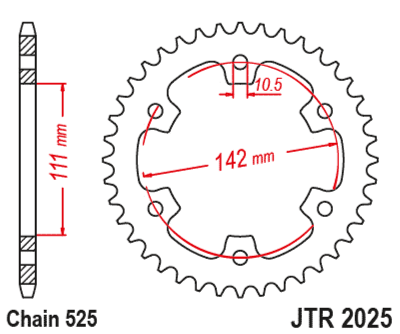 Corona JT SPROCKETS acero estándar 2025 - 525