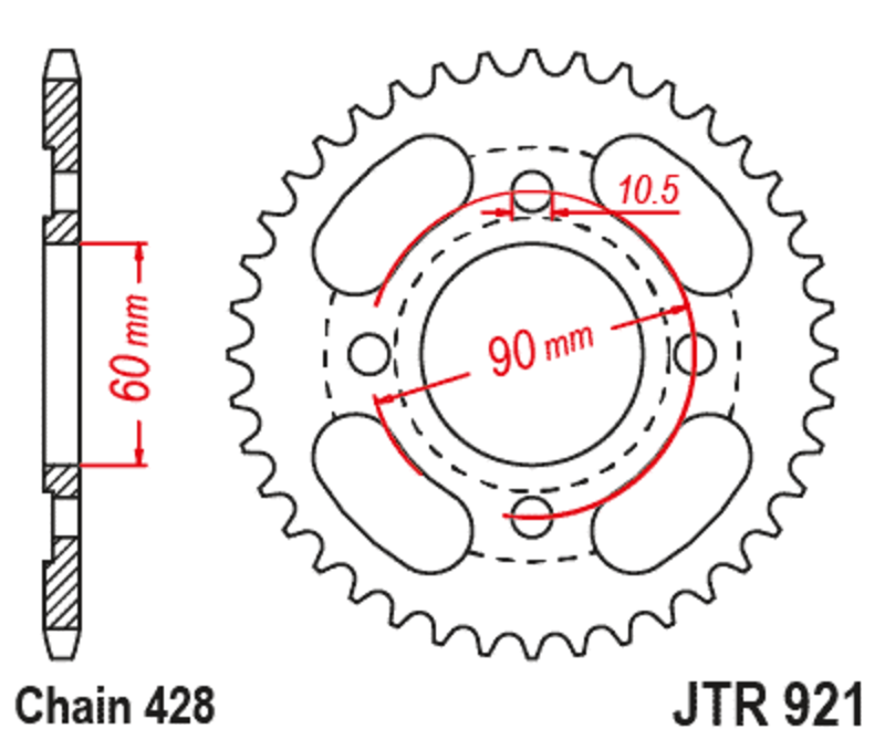 Corona JT SPROCKETS acero estándar 921 - 428 - Keeway 125 Superlight 2012-21