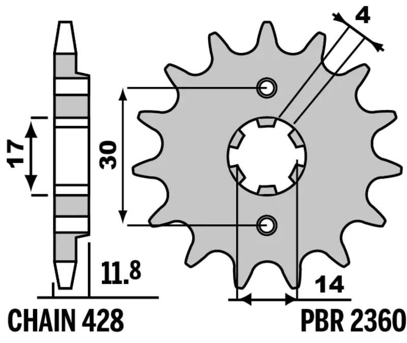 Piñón PBR acero estándar 2360 - Paso 428