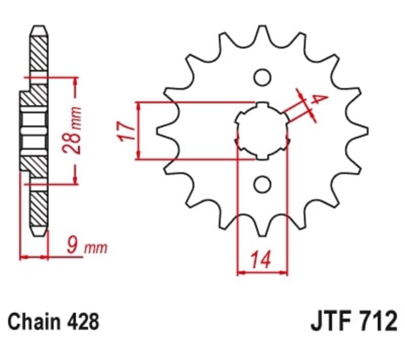 Piñón JT SPROCKETS acero estándar 712 - 428