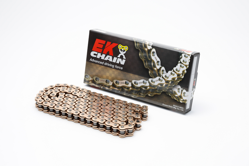 Cadena de transmisión EK CHAIN 525 SRX2 - Retenes QX-Ring - Cierre tipo remache