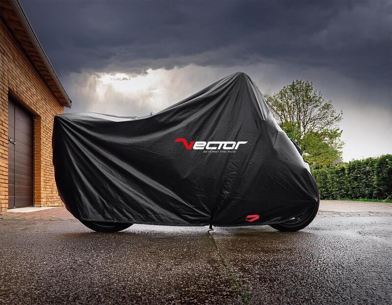 Funda de moto para exterior VECTOR Black Cotton para Moto/Scooter - Negro - L