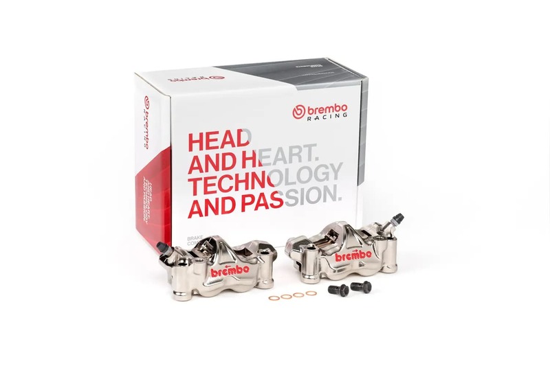 Pinzas BREMBO UPGRADE GP4RX (mecanizadas CNC niquelado) - 100 mm (con pastillas)