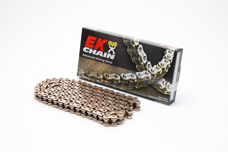 Cadena de transmisión EK CHAIN 525 MVXZ2 - Retenes QX-Ring - Cierre tipo remache