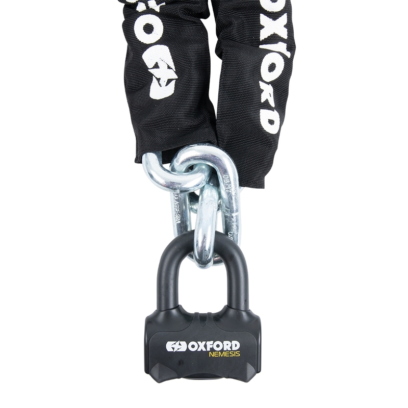 Candado de cadena OXFORD Nemesis de 16 mm con cadena de 2,0 m - Certificado ART4 / Sold Secure Gold