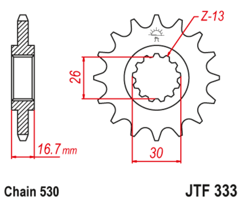 Piñón con goma anti-ruido JT SPROCKETS acero 333 - 530
