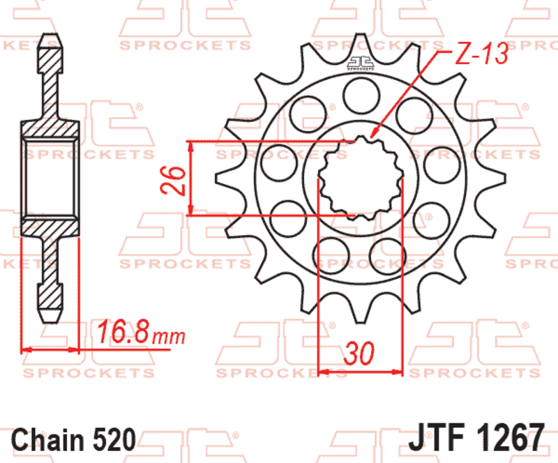 Piñón con goma anti-ruido JT SPROCKETS acero 1267 - 520