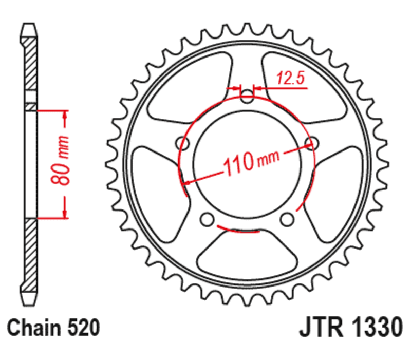 Corona JT SPROCKETS acero estándar 1330 - 520