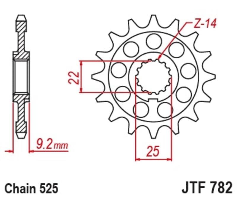 Piñón JT SPROCKETS acero estándar 782 - Paso 520