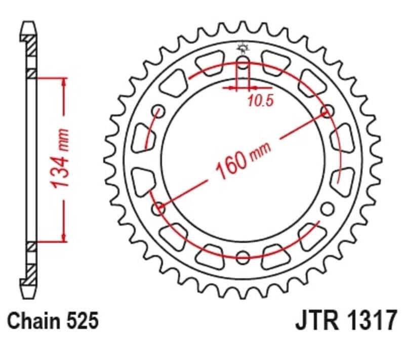 Corona JT SPROCKETS acero estándar 1317 - 525