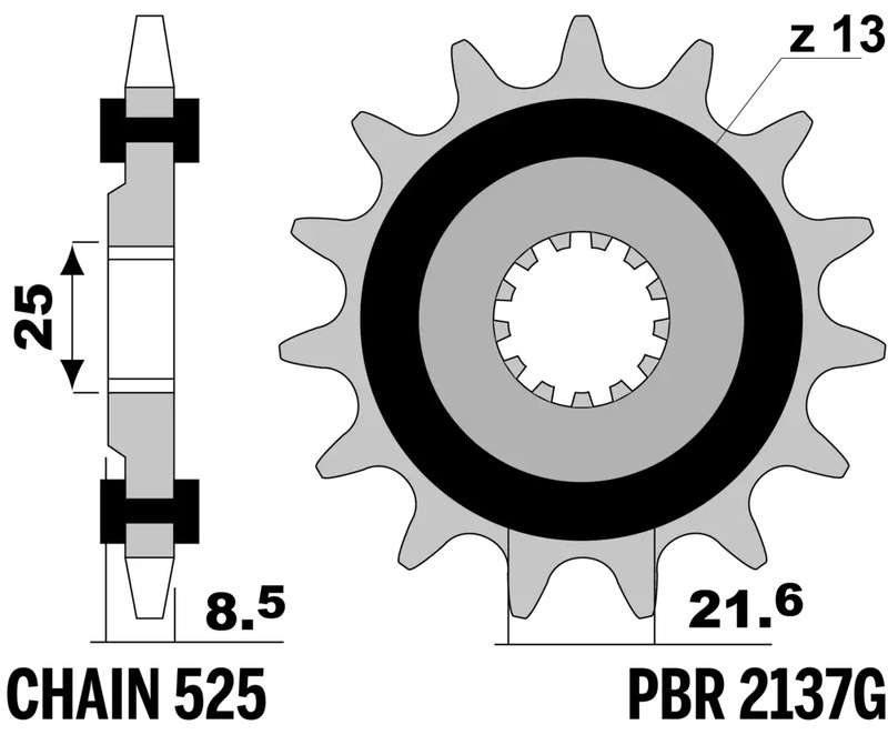 Piñón PBR acero con goma anti-ruido 2137 - 525