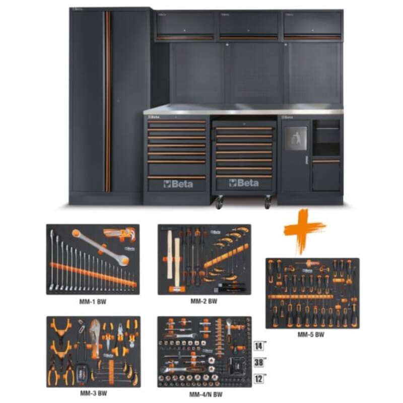 Combinación de mobiliario BETA para taller C45PRO 2.0 X con 268 herramientas