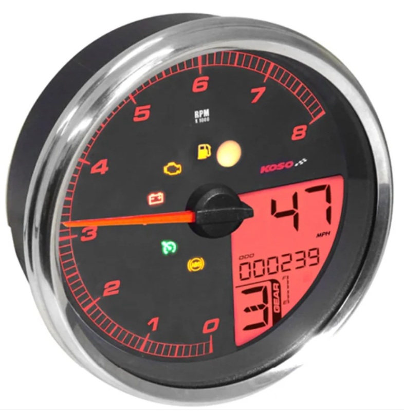 Tacómetro KOSO HD-05 para Harley-Davidson - marco plateado