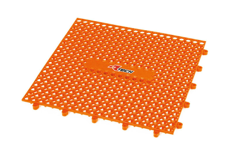 Alfombra modular RACETECH de goma - 9 piezas (1 m²) – naranja