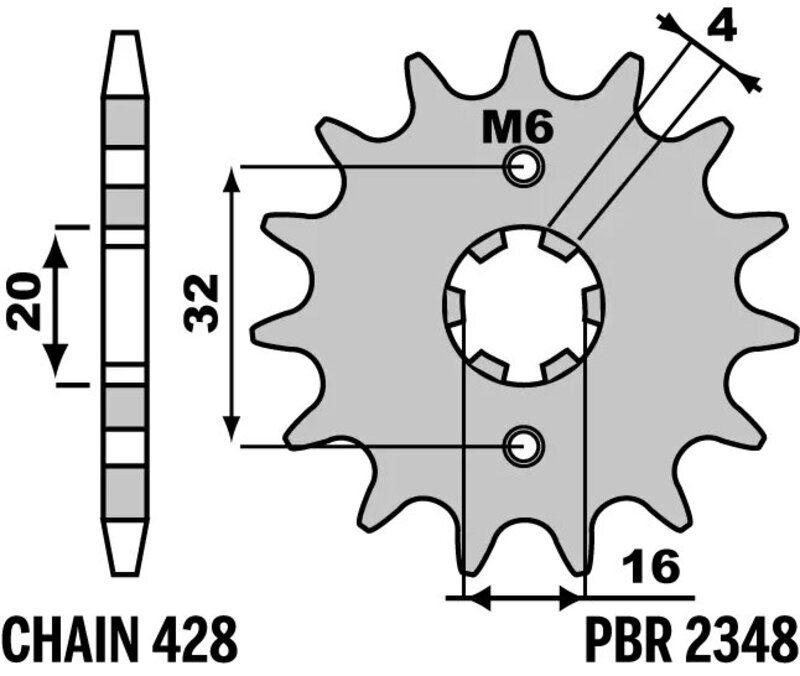 Piñón PBR acero estándar 2348 - 428