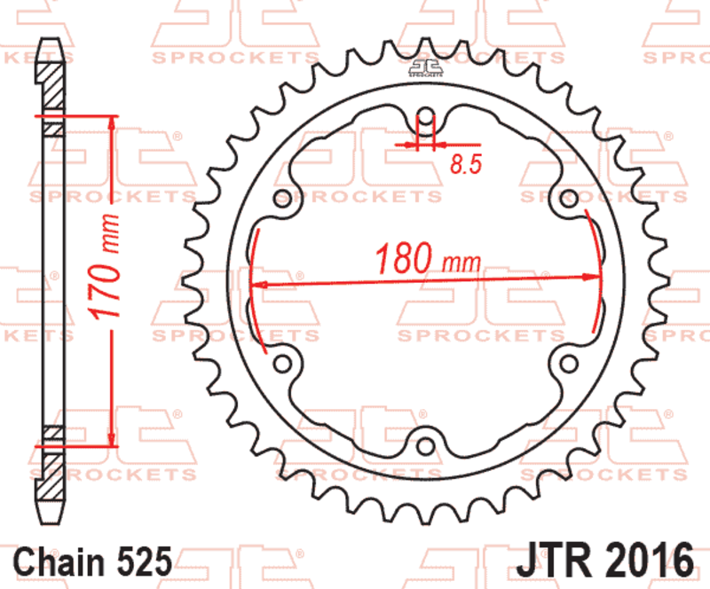 Corona JT SPROCKETS acero estándar 2016 - Paso 525