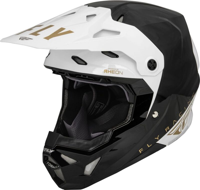 Casco FLY RACING Formula CP Slant - Negro / Blanco / Oro