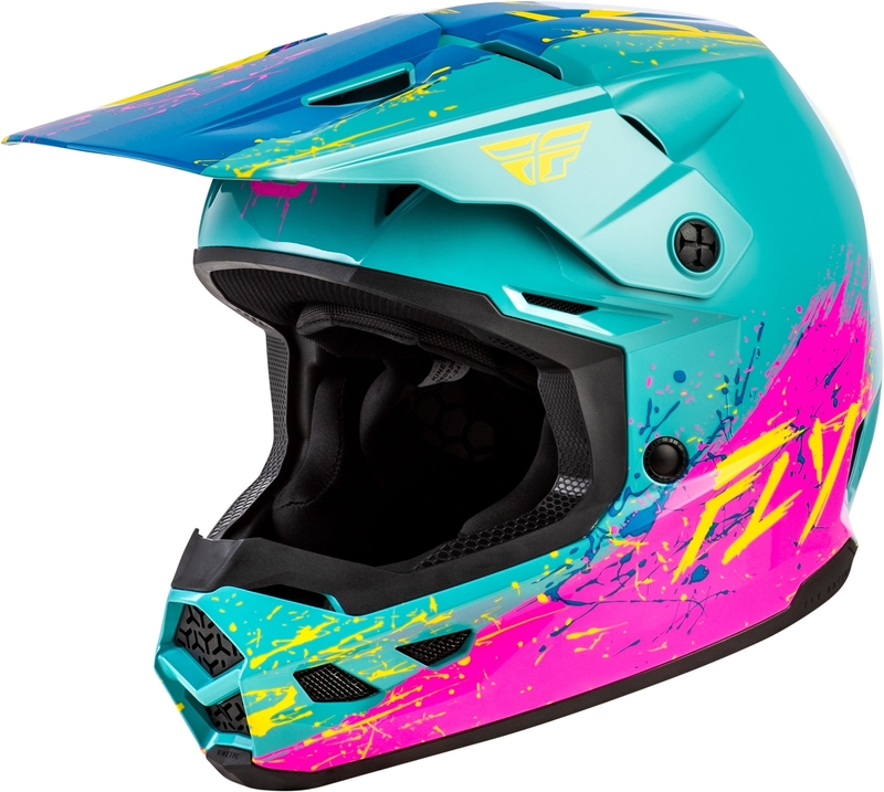 Casco infantil FLY RACING Kinetic Drip - turquesa/rosa/amarillo