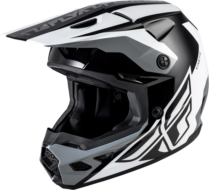 Casco FLY RACING Kinetic Crest - negro/blanco/gris