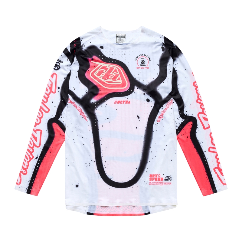 Camiseta TROY LEE DESIGNS SE Ultra Membrane - Blanco/Rojo neón
