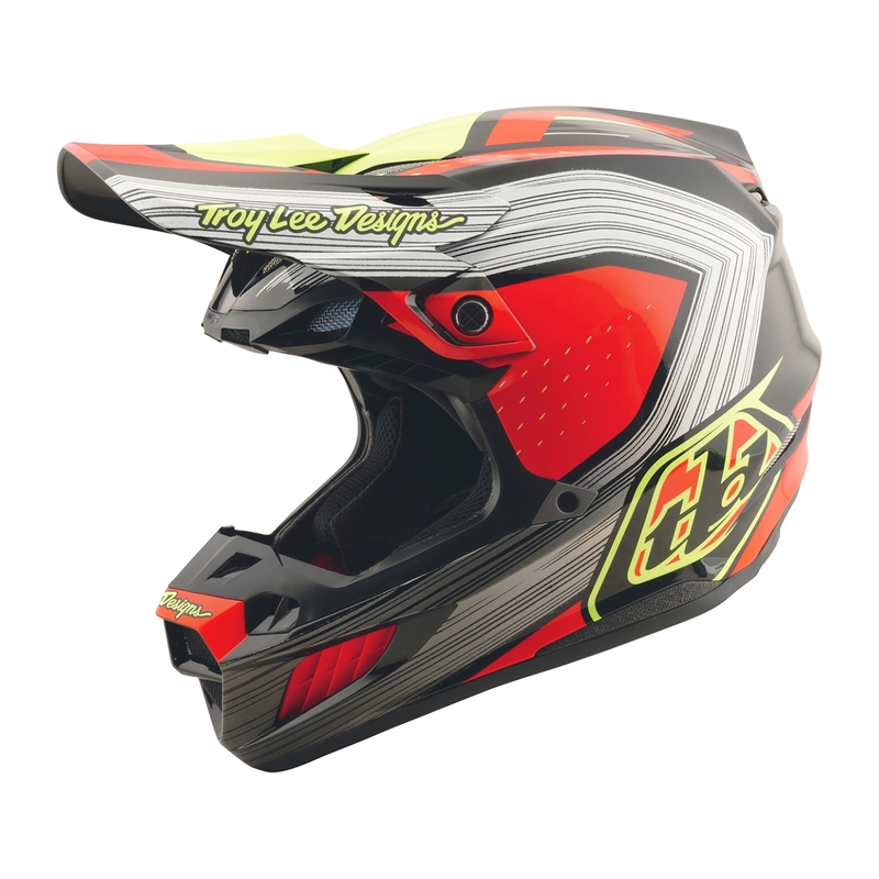 Casco TROY LEE DESIGNS SE5 Composite Stripes - Negro/Rojo neón