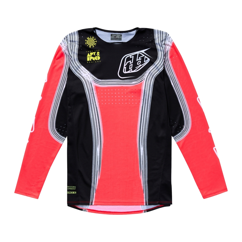 Camiseta infantil TROY LEE DESIGNS SE PRO Stripes - Rojo neón/Negro