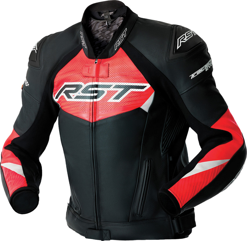 Chaqueta de piel RST Tractech Evo D3O - negro/rojo