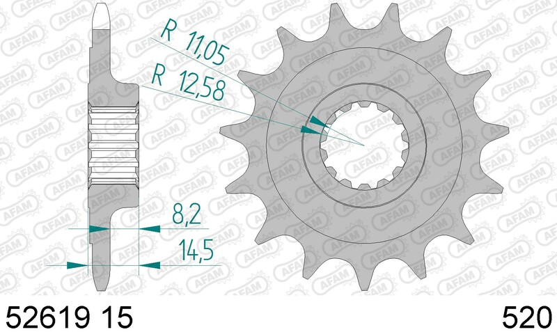 Piñón AFAM acero estándar 52619 - Paso 520