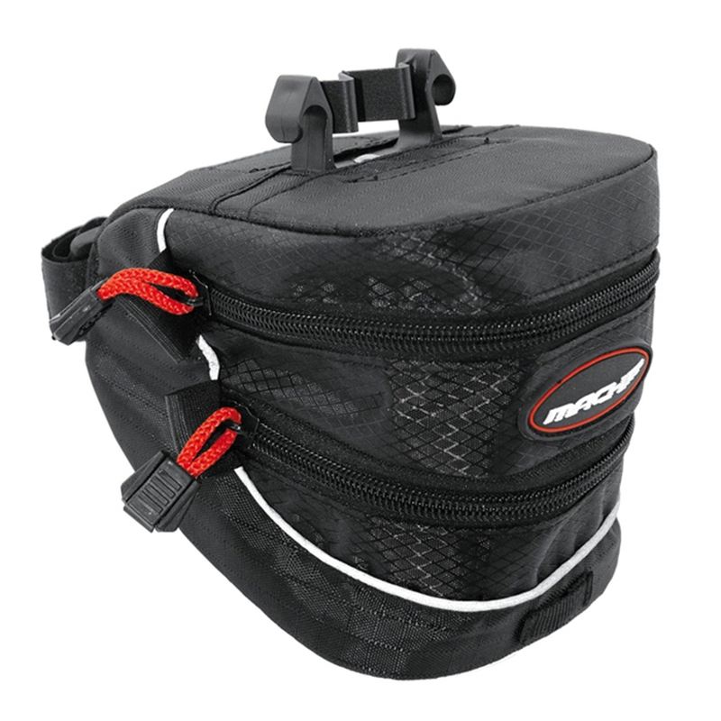 Bolsa bajo sillín de bicicleta MACH Oversize. Anclaje rápido. 2 cremalleras.