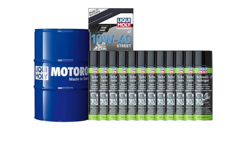 Pack LIQUI MOLY - Aceite de motor HC Sintético 10W-40 (1x Bidón 60L) + Limpia frenos (12x Spray 500ml)
