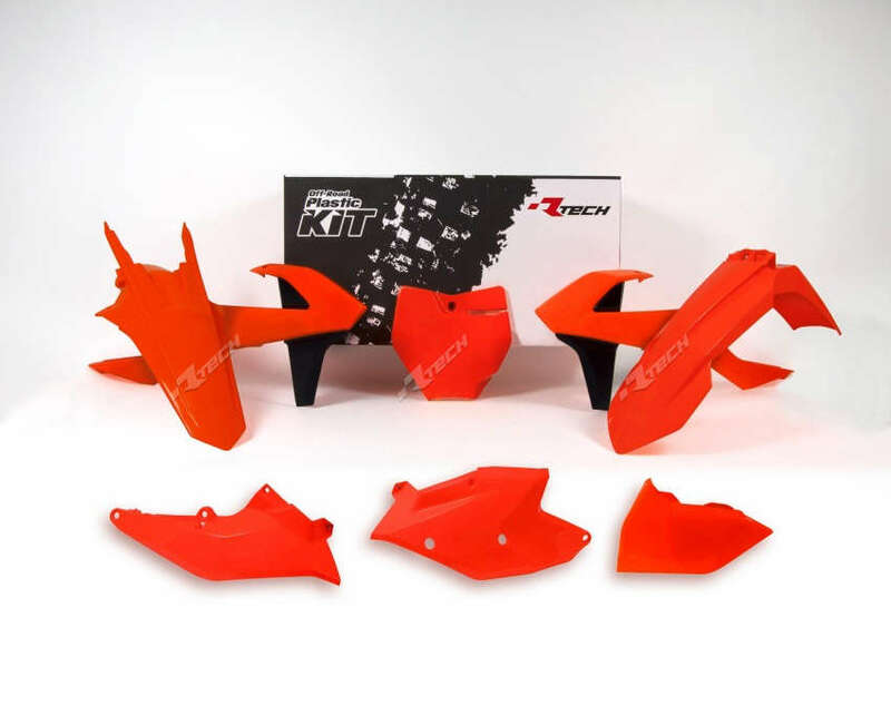 Kit de plástica RACETECH (6 pcs) - Naranja flúor / Negro