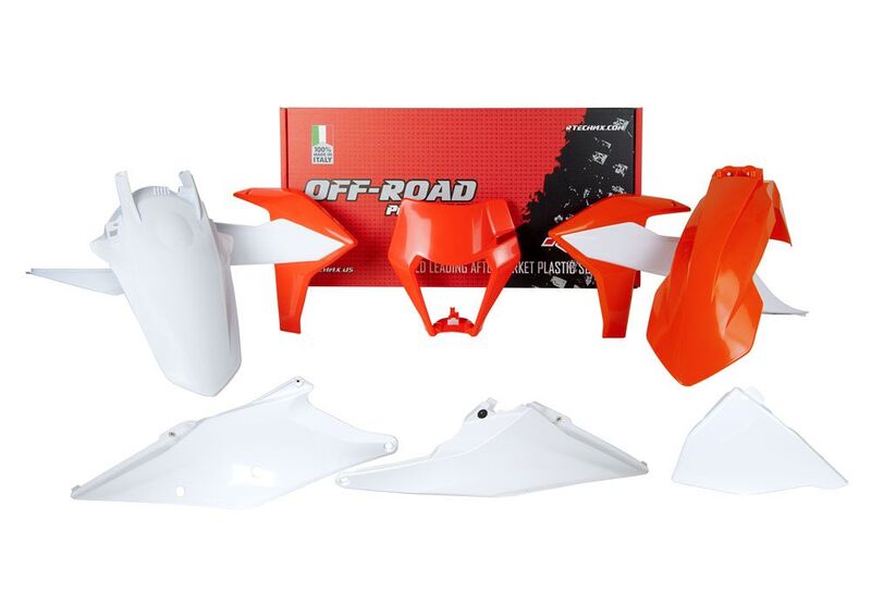 Kit de plástica RACETECH (6 pcs) - Naranja / Blanco