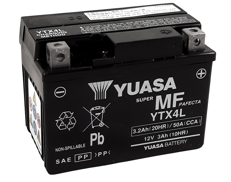 Batería YUASA W/C activada de fábrica sin mantenimiento -  YTX4L (FA)