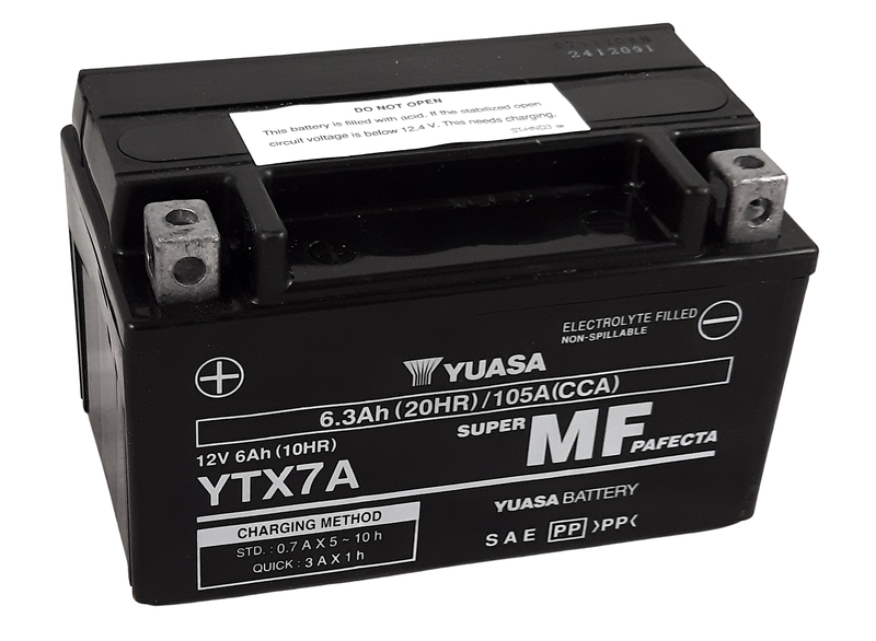 Batería YUASA W/C activada de fábrica sin mantenimiento -  YTX7A (FA)