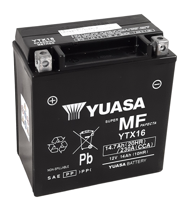 Batería YUASA W/C activada de fábrica sin mantenimiento -  YTX16 (FA)