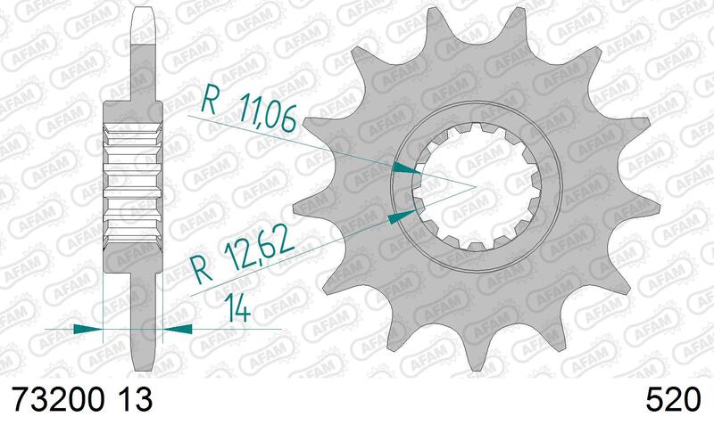Piñón AFAM acero estándar 73200 - Paso 520