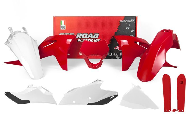 Kit de plástica RACETECH (7 pcs) - Rojo / Blanco