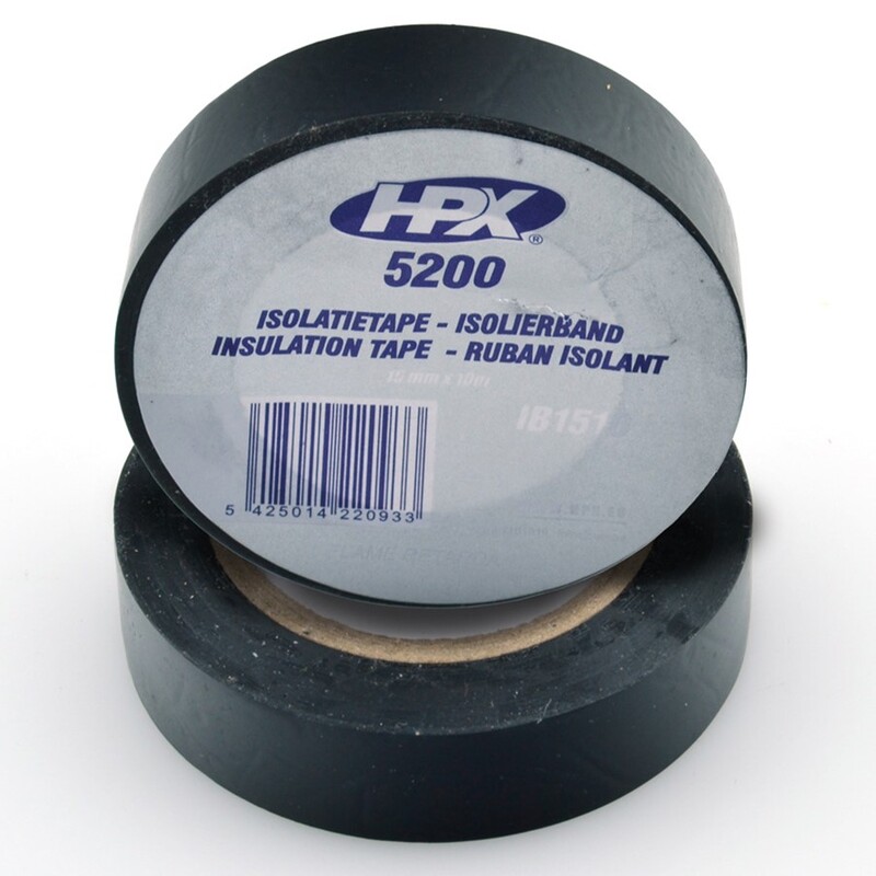 Rollo de cinta aislante para cables y terminales. 15mmx10m. Color negro HPX5200