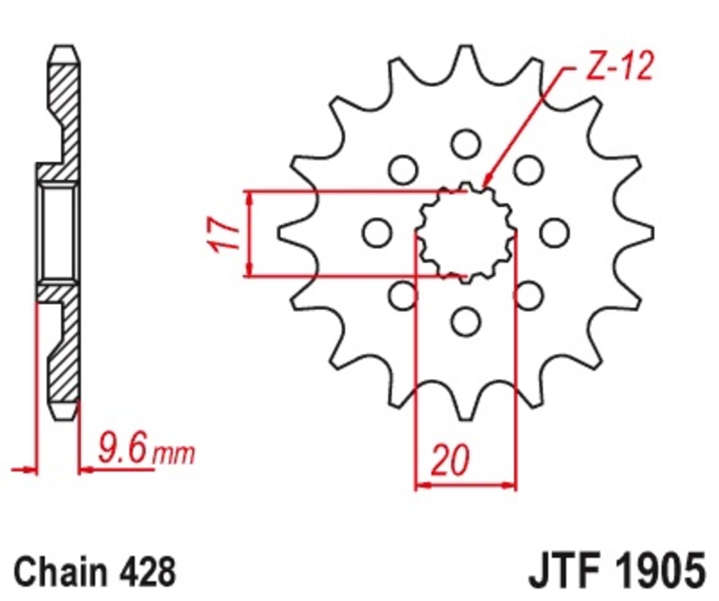 Piñon JT 428 de acero con 13 dientes KTM SX85