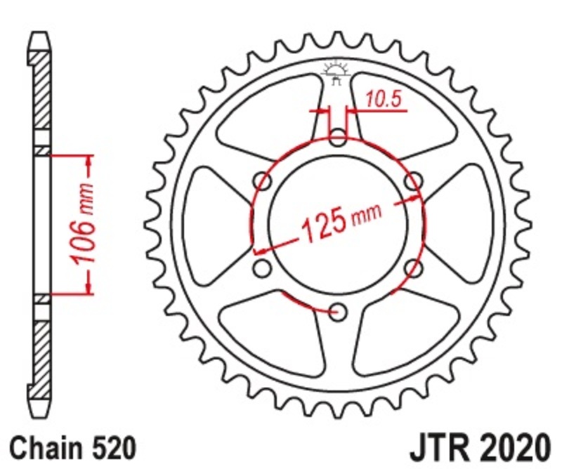 Corona JT 2020 de acero con 41 dientes paso 520 autolimpiable