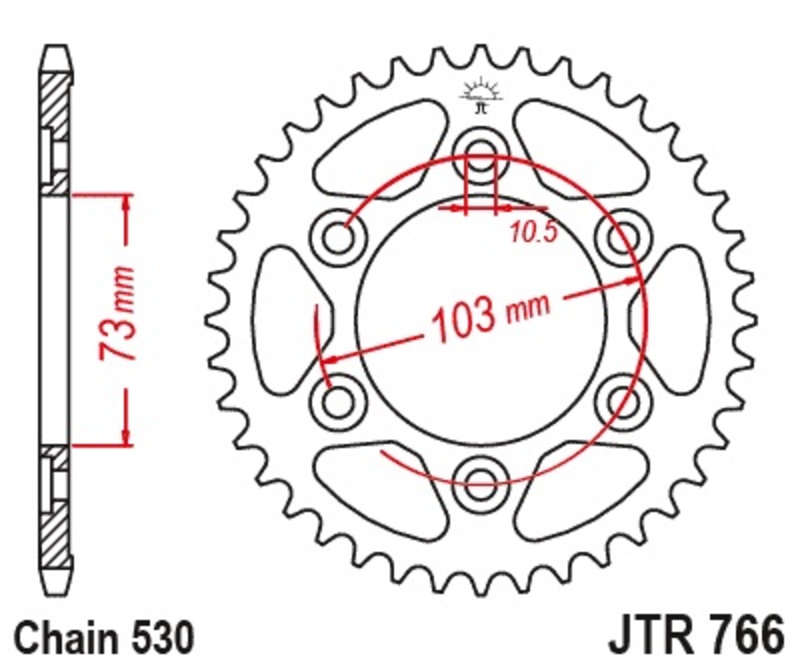 Corona JT 530 de acero con 43 dientes