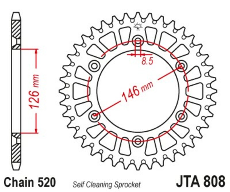 Corona JT Aluminio negro JT 808 con 50 dientes