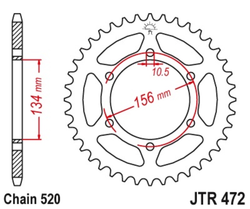 Corona JT 472 de acero con 48 dientes
