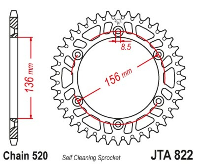 Corona JT Aluminio negro JT 822 con 51 dientes